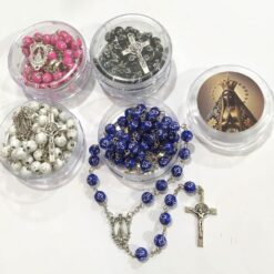 Terço Acrílico 7 mm Cruz Estampada na Bolinha