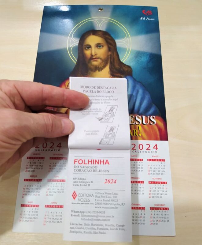 Folhinha do Sagrado Coração de Jesus CALENDÁRIO 2024 Folhinha do Sagrado Coração de Jesus CALENDÁRIO 2024