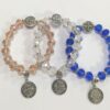 Pulseira bolinha cristal com medalha São Bento